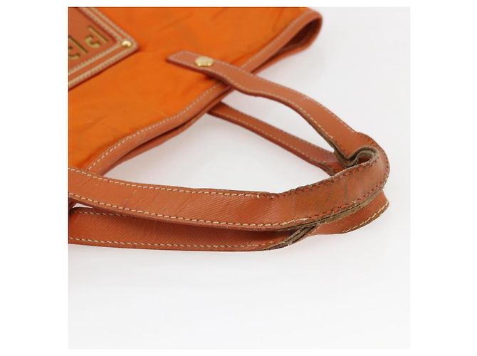 Borsa Tote PRADA in nylon e pelle arancione dorato Auth ti3743 D'oro - vista 7