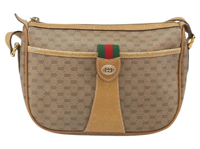 Borsa Sherry Line in PVC Beige e Oro Micro GG Supreme di GUCCI 89 02 032 Auth bs33296 D'oro - vista 13