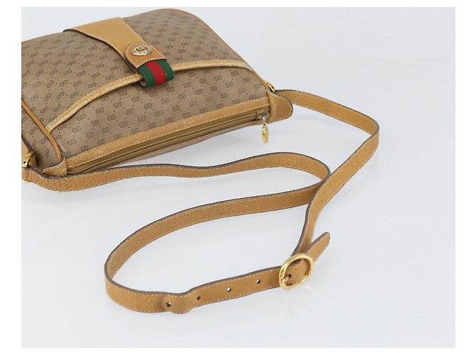 Borsa Sherry Line in PVC Beige e Oro Micro GG Supreme di GUCCI 89 02 032 Auth bs33296 D'oro - vista 7