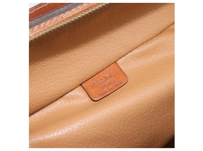 Céline Borsa a mano in tela Macadam CELINE in pelle PVC marrone oro Auth BA10398 D'oro - vista 19