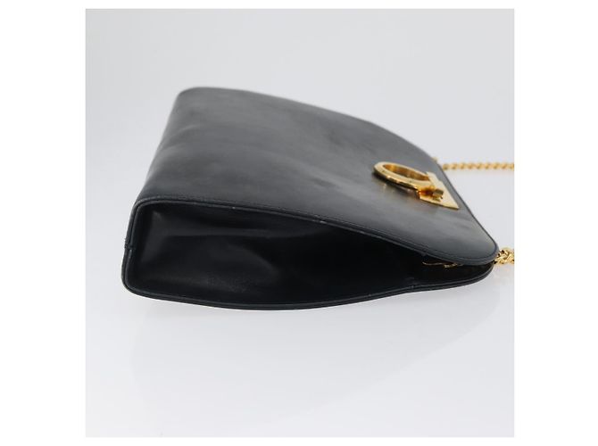 Borsa a spalla in pelle Gancini Chain di Salvatore Ferragamo, blu navy, oro, Auth 171314 - vista 3