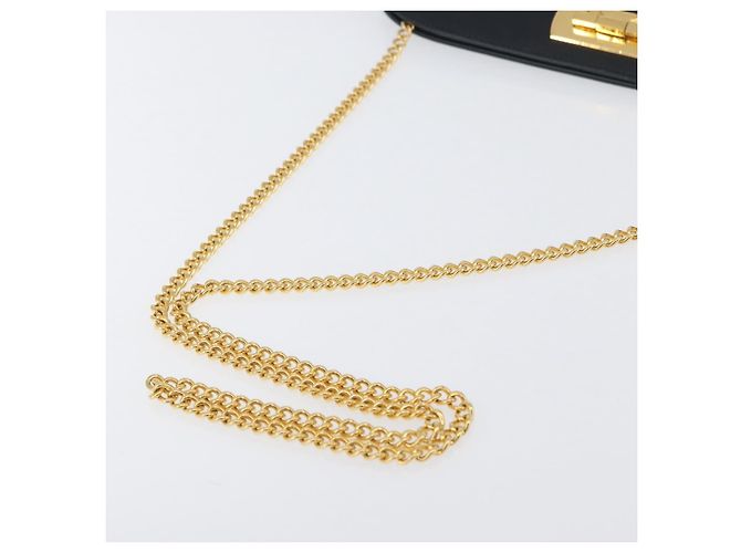 Borsa a spalla in pelle Gancini Chain di Salvatore Ferragamo, blu navy, oro, Auth 171314 - vista 7
