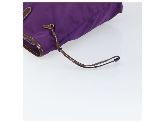Borsa Tote Prada in nylon viola oro Auth 169896 D'oro Porpora - vista 10