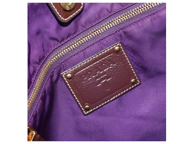 Borsa Tote Prada in nylon viola oro Auth 169896 D'oro Porpora - vista 19