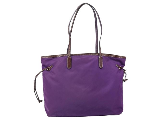 Borsa Tote Prada in nylon viola oro Auth 169896 D'oro Porpora - vista 2