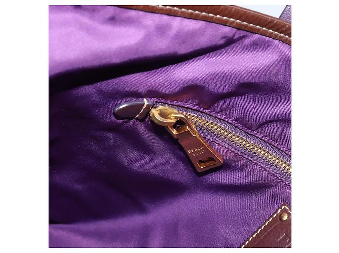 Borsa Tote Prada in nylon viola oro Auth 169896 D'oro Porpora - vista 22