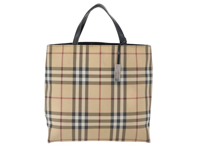 Bolso de mano de PVC beige con estampado Nova Check de BURBERRY Plata Auth 170920 - vista 13