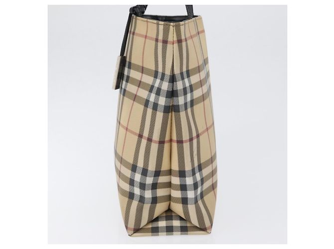 Bolso de mano de PVC beige con estampado Nova Check de BURBERRY Plata Auth 170920 - vista 4