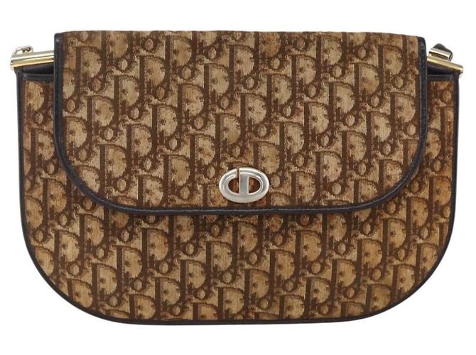 Borsa a Spalla in Tela Trotter Christian Dior Beige Oro Auth 170939 - vista 13