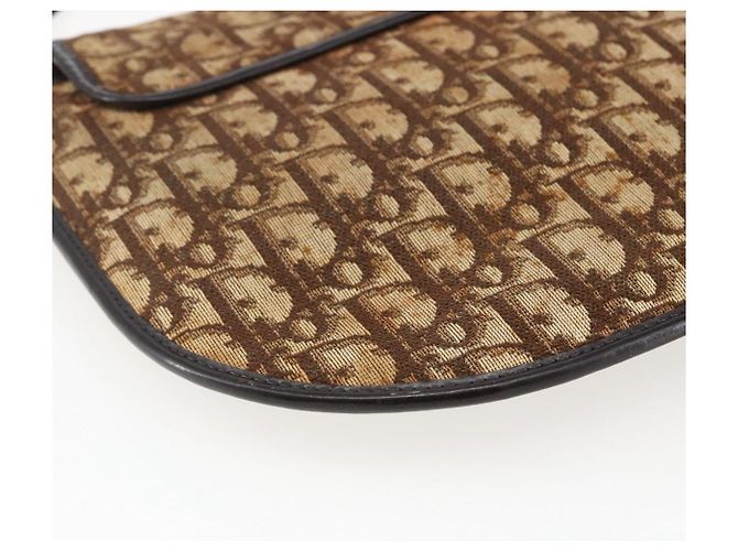 Borsa a Spalla in Tela Trotter Christian Dior Beige Oro Auth 170939 - vista 16
