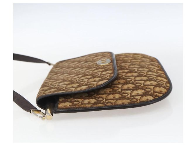 Borsa a Spalla in Tela Trotter Christian Dior Beige Oro Auth 170939 - vista 3