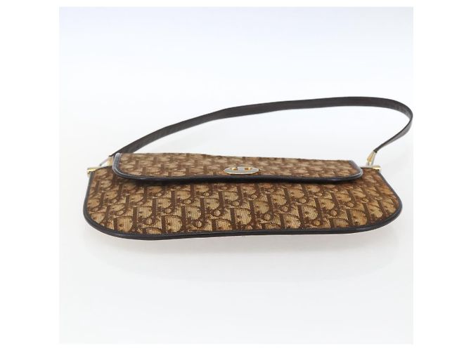 Borsa a Spalla in Tela Trotter Christian Dior Beige Oro Auth 170939 - vista 5