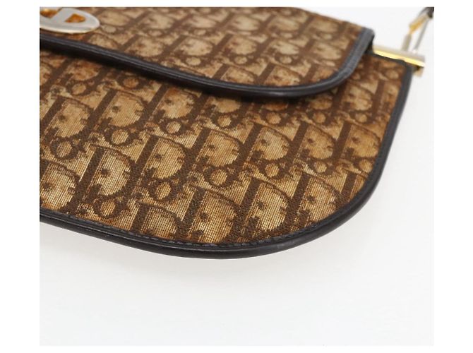 Borsa a Spalla in Tela Trotter Christian Dior Beige Oro Auth 170939 - vista 9