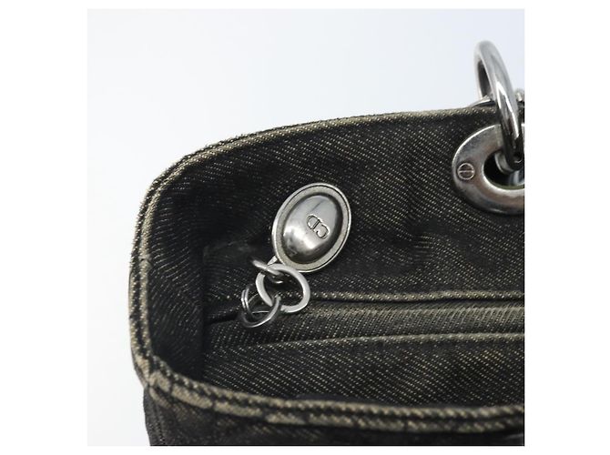 Christian Dior Borsa Tote Lady Dior Canage in Denim 2way Nero Argento Auth ka2427A - vista 10