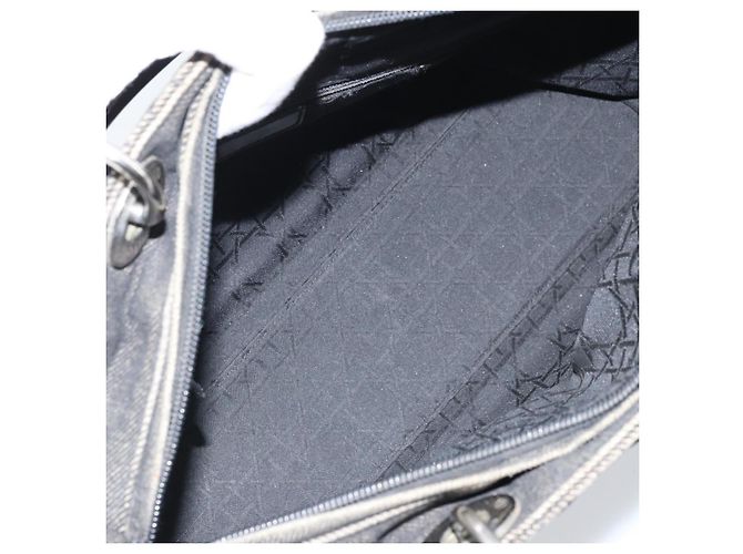 Christian Dior Borsa Tote Lady Dior Canage in Denim 2way Nero Argento Auth ka2427A - vista 11