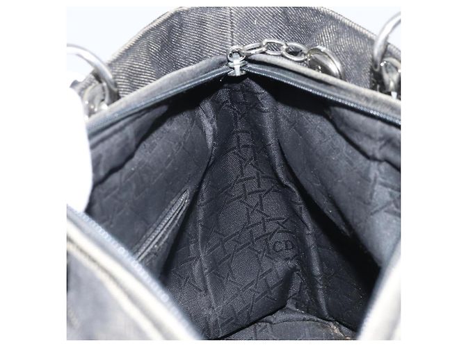 Christian Dior Borsa Tote Lady Dior Canage in Denim 2way Nero Argento Auth ka2427A - vista 21