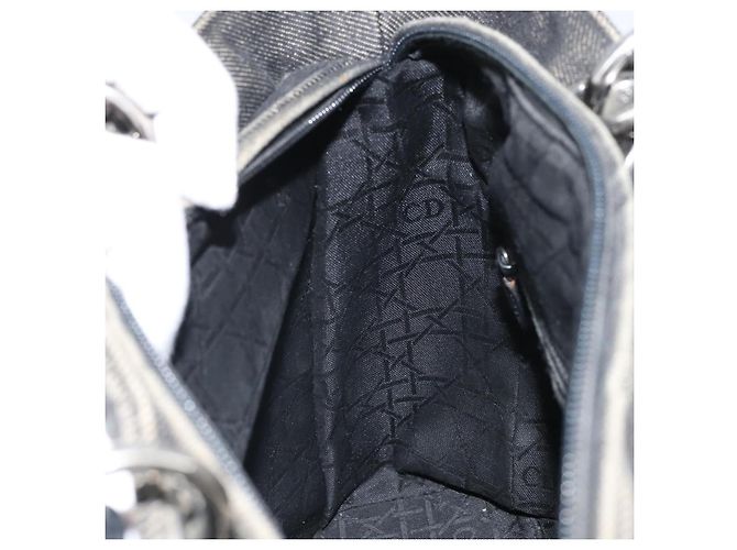 Christian Dior Borsa Tote Lady Dior Canage in Denim 2way Nero Argento Auth ka2427A - vista 22