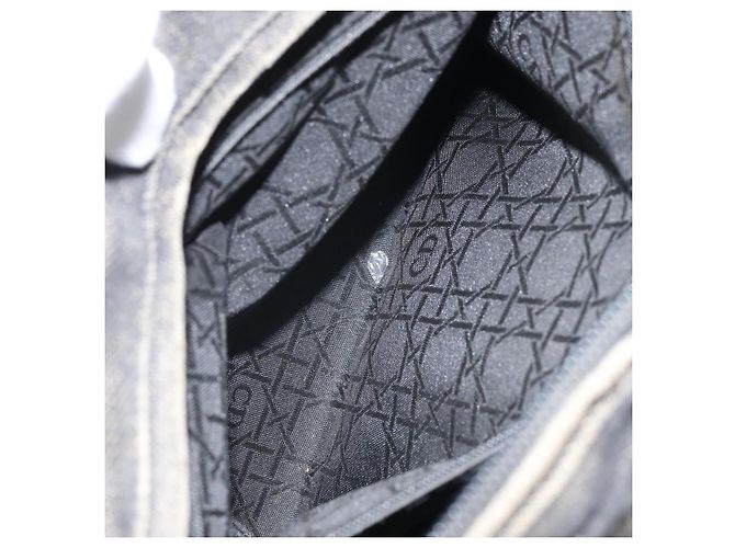 Christian Dior Borsa Tote Lady Dior Canage in Denim 2way Nero Argento Auth ka2427A - vista 24