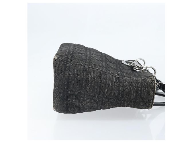 Christian Dior Borsa Tote Lady Dior Canage in Denim 2way Nero Argento Auth ka2427A - vista 3