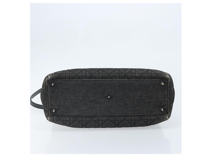 Christian Dior Borsa Tote Lady Dior Canage in Denim 2way Nero Argento Auth ka2427A - vista 5