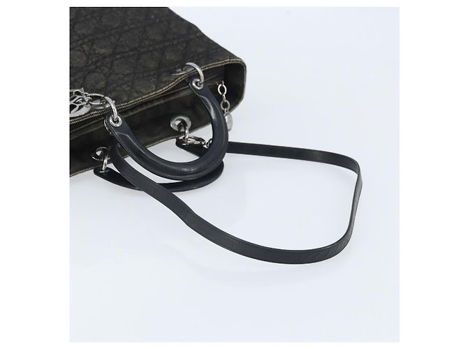 Christian Dior Borsa Tote Lady Dior Canage in Denim 2way Nero Argento Auth ka2427A - vista 8