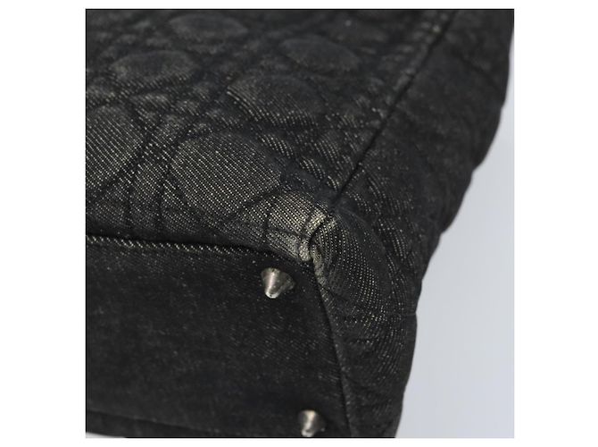 Christian Dior Borsa Tote Lady Dior Canage in Denim 2way Nero Argento Auth ka2427A - vista 9