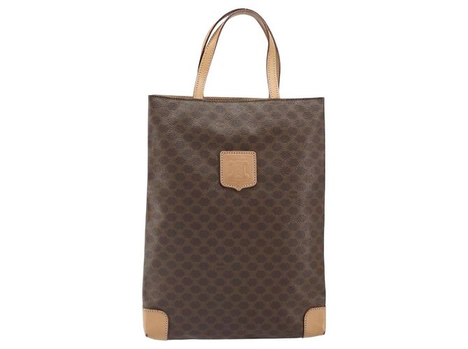 Céline Borsa a mano in tela Macadam CELINE in pelle PVC marrone oro Auth ep13084 D'oro - vista 13