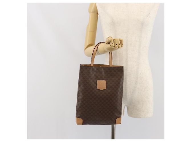 Céline Borsa a mano in tela Macadam CELINE in pelle PVC marrone oro Auth ep13084 D'oro - vista 19