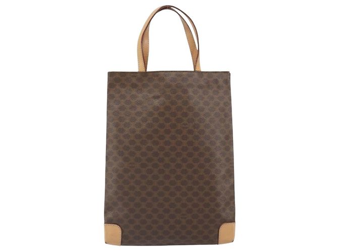 Céline Borsa a mano in tela Macadam CELINE in pelle PVC marrone oro Auth ep13084 D'oro - vista 2