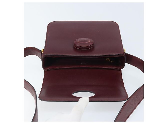 Cartier Borsa a Spalla Must Line in Pelle Bordeaux Oro Auth ka2426 D'oro Bordò - vista 10