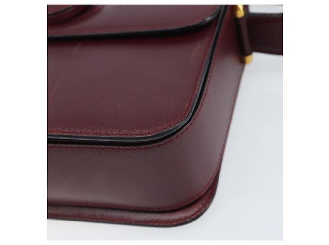 Cartier Borsa a Spalla Must Line in Pelle Bordeaux Oro Auth ka2426 D'oro Bordò - vista 14