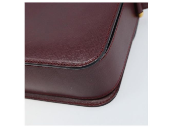 Cartier Borsa a Spalla Must Line in Pelle Bordeaux Oro Auth ka2426 D'oro Bordò - vista 15