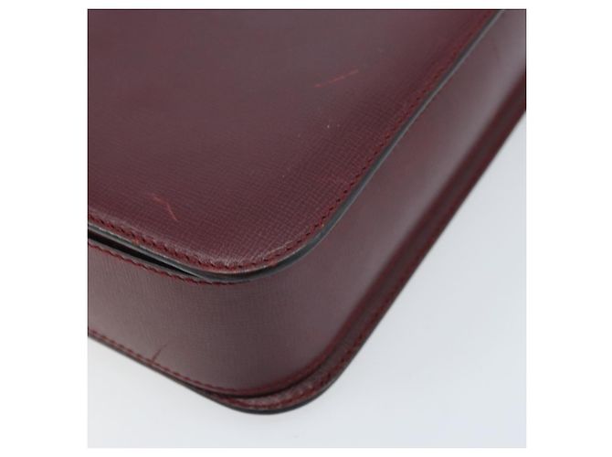 Cartier Borsa a Spalla Must Line in Pelle Bordeaux Oro Auth ka2426 D'oro Bordò - vista 16