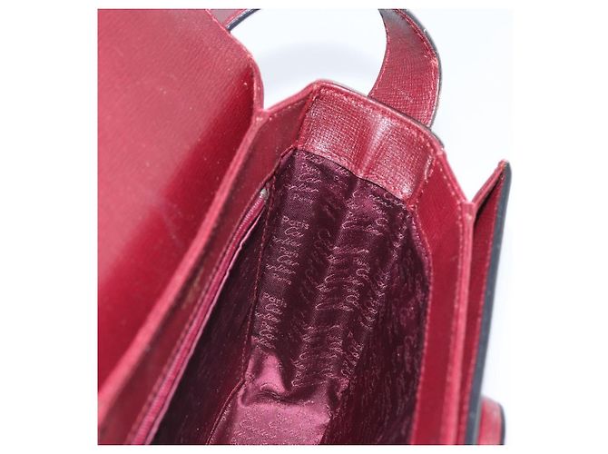 Cartier Borsa a Spalla Must Line in Pelle Bordeaux Oro Auth ka2426 D'oro Bordò - vista 18