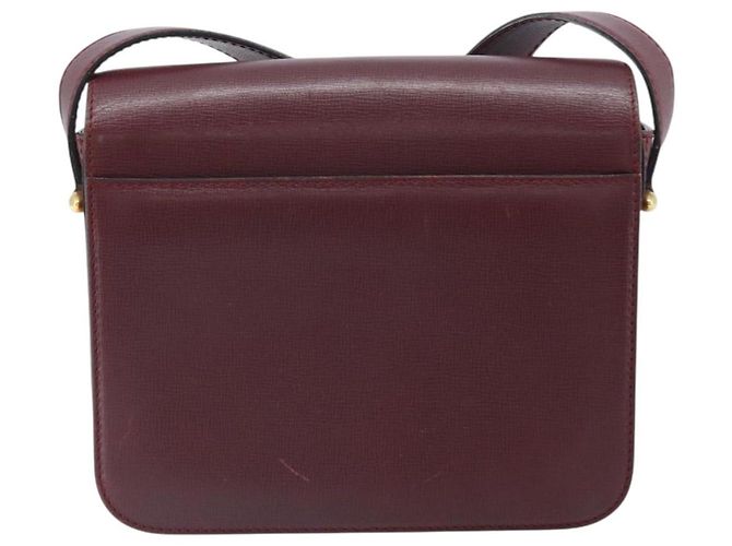 Cartier Borsa a Spalla Must Line in Pelle Bordeaux Oro Auth ka2426 D'oro Bordò - vista 2