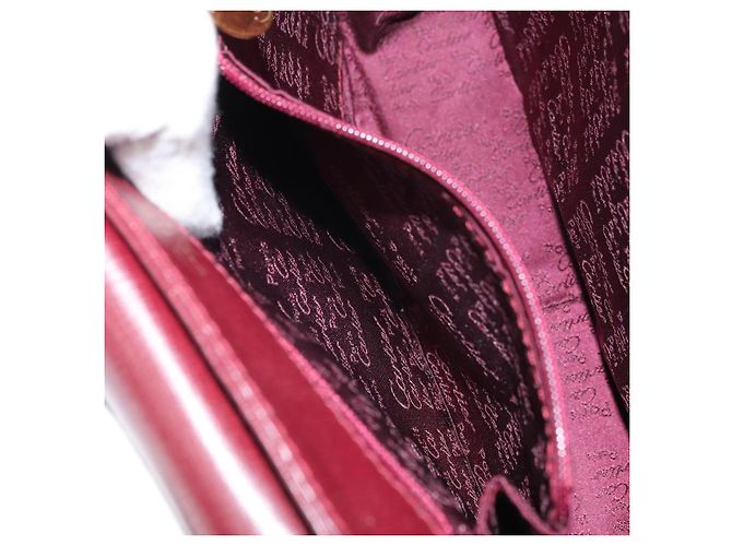 Cartier Borsa a Spalla Must Line in Pelle Bordeaux Oro Auth ka2426 D'oro Bordò - vista 21
