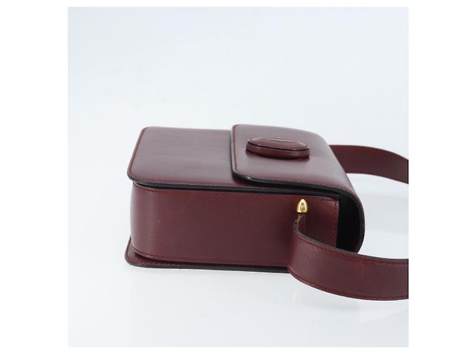 Cartier Borsa a Spalla Must Line in Pelle Bordeaux Oro Auth ka2426 D'oro Bordò - vista 3