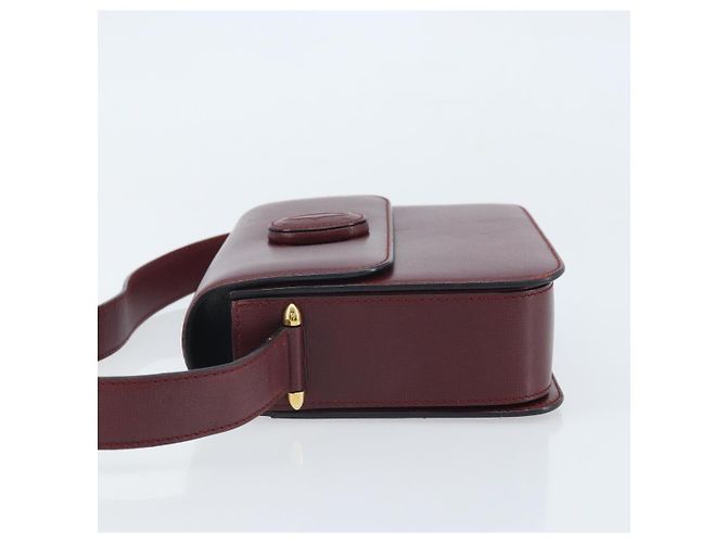 Cartier Borsa a Spalla Must Line in Pelle Bordeaux Oro Auth ka2426 D'oro Bordò - vista 4