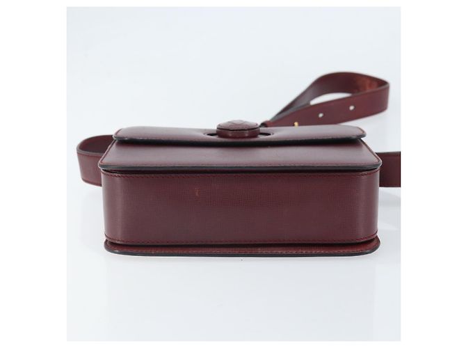 Cartier Borsa a Spalla Must Line in Pelle Bordeaux Oro Auth ka2426 D'oro Bordò - vista 5