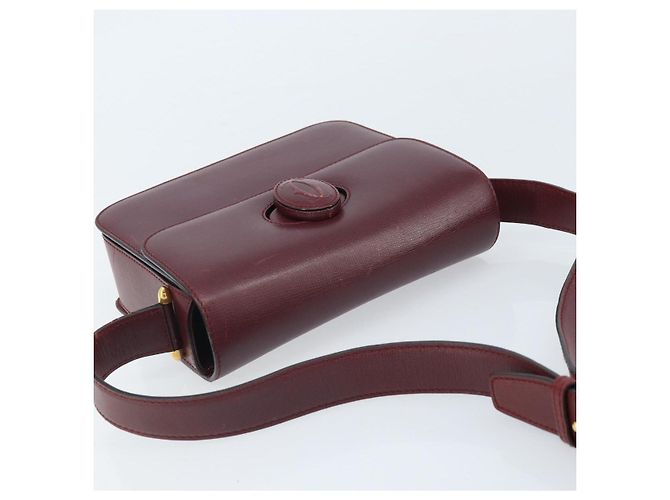 Cartier Borsa a Spalla Must Line in Pelle Bordeaux Oro Auth ka2426 D'oro Bordò - vista 6