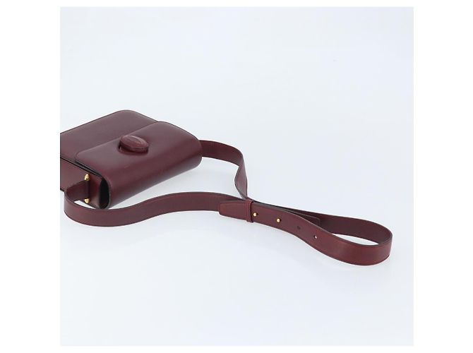 Cartier Borsa a Spalla Must Line in Pelle Bordeaux Oro Auth ka2426 D'oro Bordò - vista 7