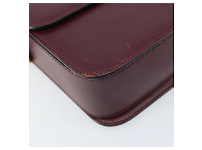 Cartier Borsa a Spalla Must Line in Pelle Bordeaux Oro Auth ka2426 D'oro Bordò - vista 9