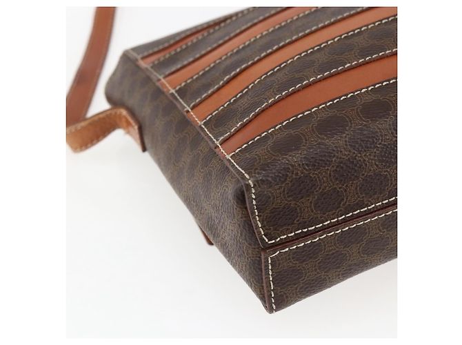 Céline Borsa a Spalla in Tela Macadam CELINE in Pelle PVC Marrone Oro Auth ti3693 D'oro - vista 16