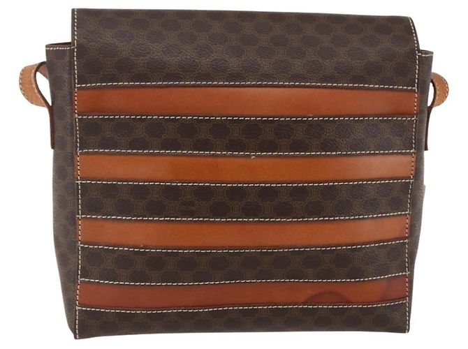 Céline Borsa a Spalla in Tela Macadam CELINE in Pelle PVC Marrone Oro Auth ti3693 D'oro - vista 2