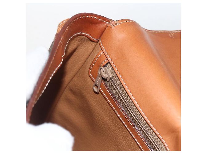 Céline Borsa a Spalla in Tela Macadam CELINE in Pelle PVC Marrone Oro Auth ti3693 D'oro - vista 20