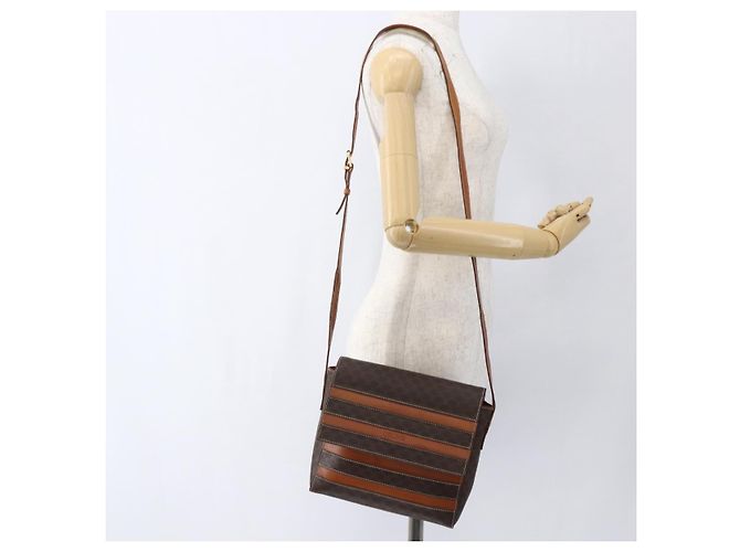Céline Borsa a Spalla in Tela Macadam CELINE in Pelle PVC Marrone Oro Auth ti3693 D'oro - vista 22