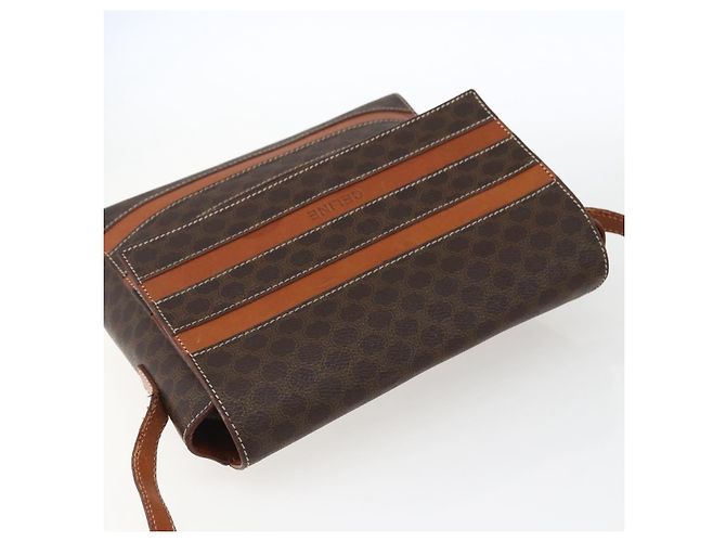 Céline Borsa a Spalla in Tela Macadam CELINE in Pelle PVC Marrone Oro Auth ti3693 D'oro - vista 6