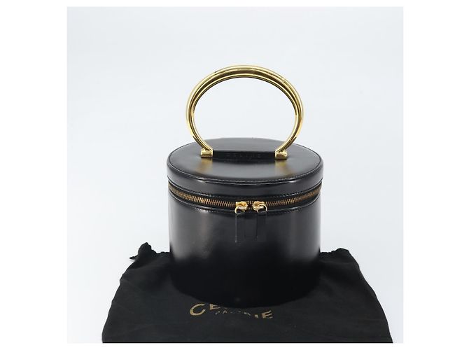 Céline Borsa a mano Vanity in pelle nera e oro Auth 169907V Nero D'oro - vista 12