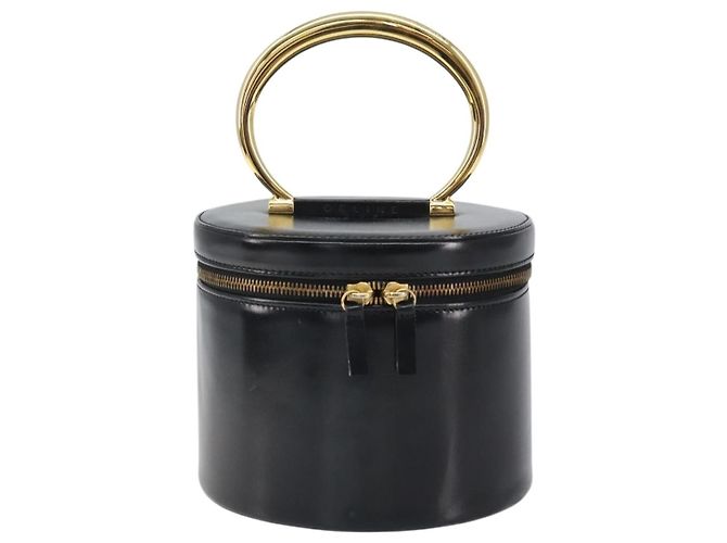 Céline Borsa a mano Vanity in pelle nera e oro Auth 169907V Nero D'oro - vista 13