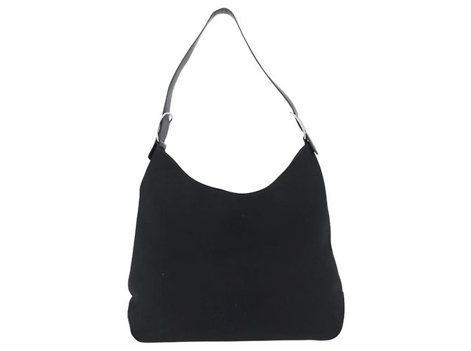 Borsa a Spalla Vala in Nylon Argento Nero Salvatore Ferragamo Auth ka2359 - vista 2